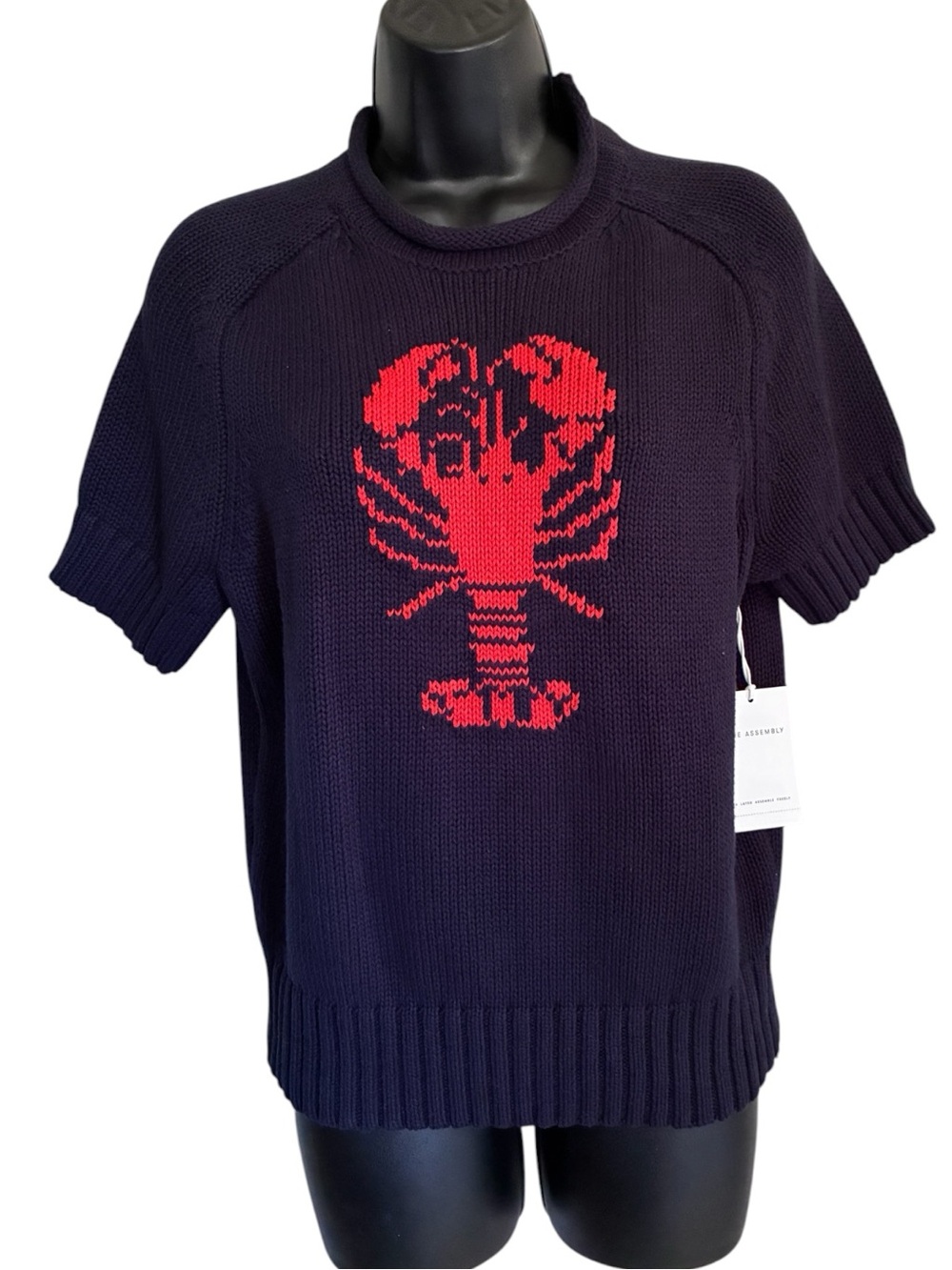 NWT Coastal Grandmother Crewneck Sweater Red Lobster Motif - Navy Sz S